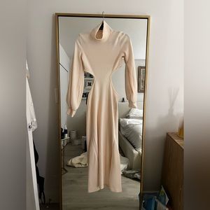 White Turtleneck Dress with Cutouts